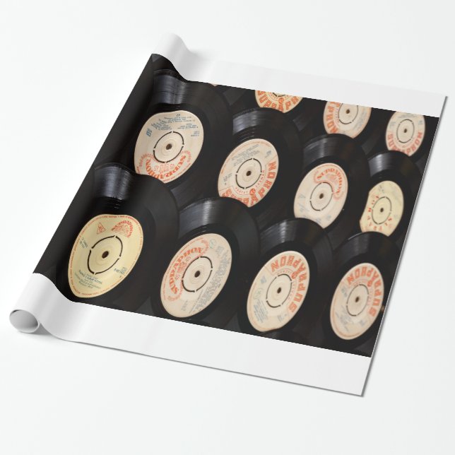 Papier Cadeau Fonds de disques vinyles (Déroulé)
