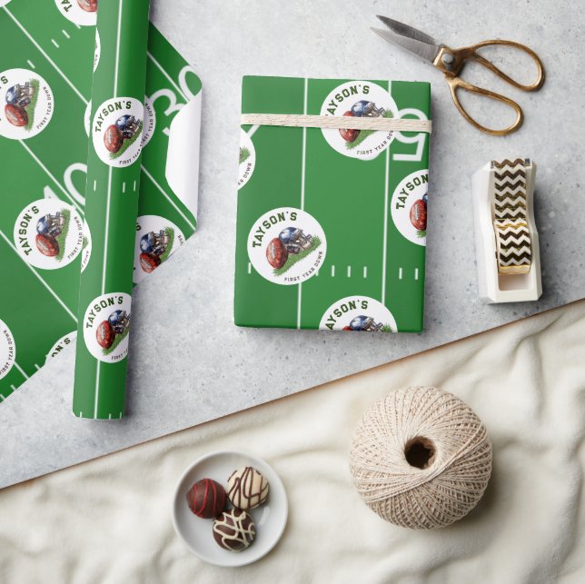Papier Cadeau Football américain première année bas 1er annivers (Artisanat)