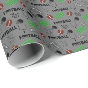 Papier Cadeau Football amusant sur Grey