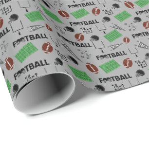 Papier Cadeau Football amusant sur gris clair