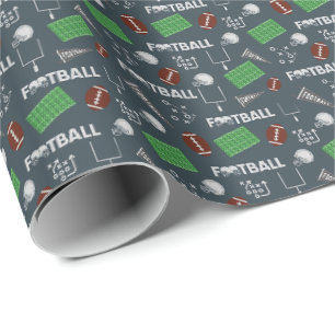 Papier Cadeau Football amusant sur le bleu foncé