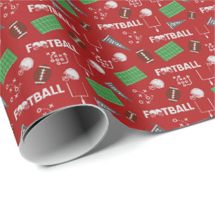 Papier Cadeau Football amusant sur le rouge
