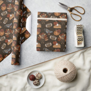Papier Cadeau Football de Thanksgiving