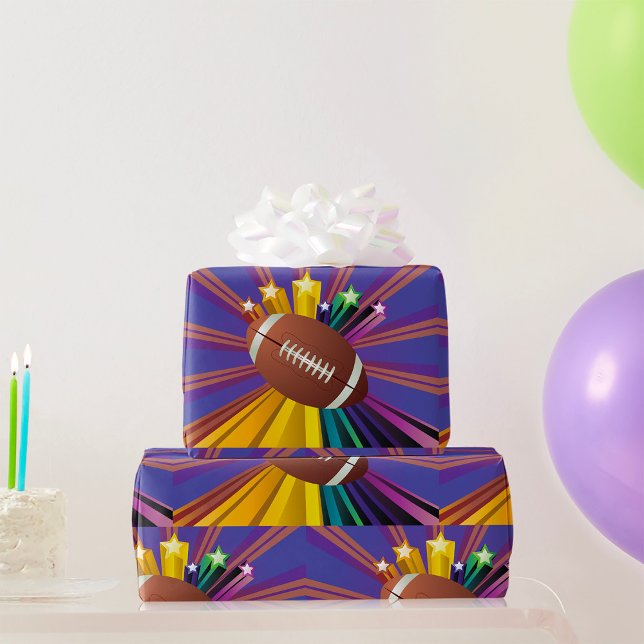 Papier Cadeau Football Design avec Stars Vibrant Sports Ventilat (Créateur téléchargé)