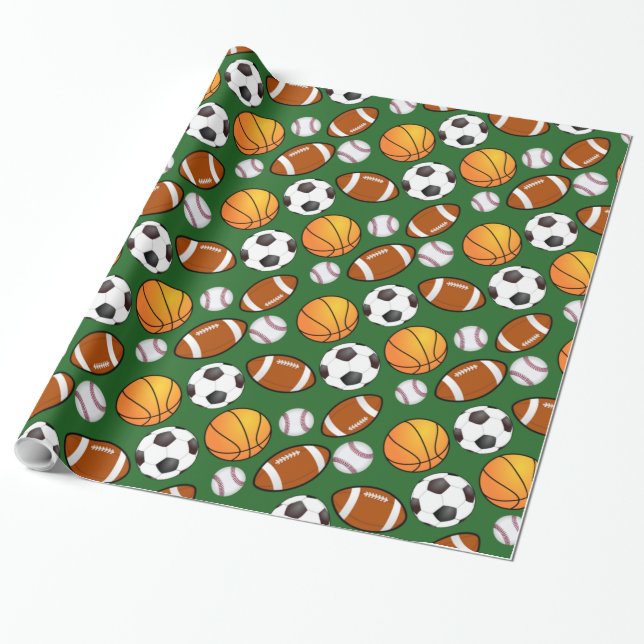 Papier Cadeau Football Football baseball baseball thème sportif (Déroulé)