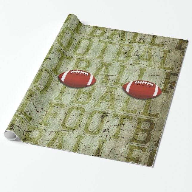Papier Cadeau Football Grunge Vert Funky (Déroulé)
