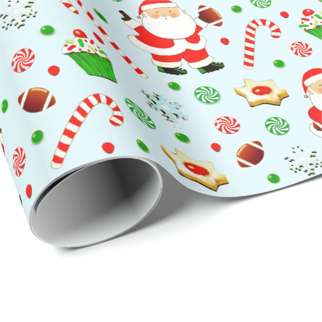 Papier Cadeau Football Noël (Coin rond)