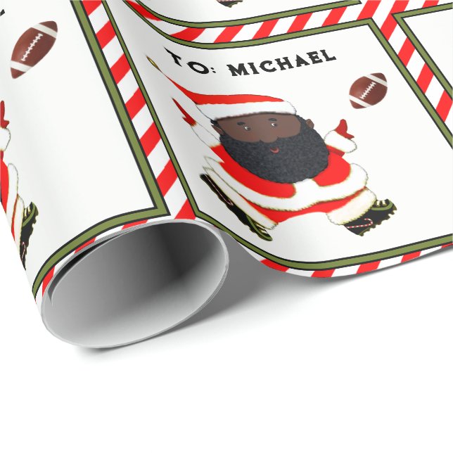 Papier Cadeau Football Noël (Coin rond)
