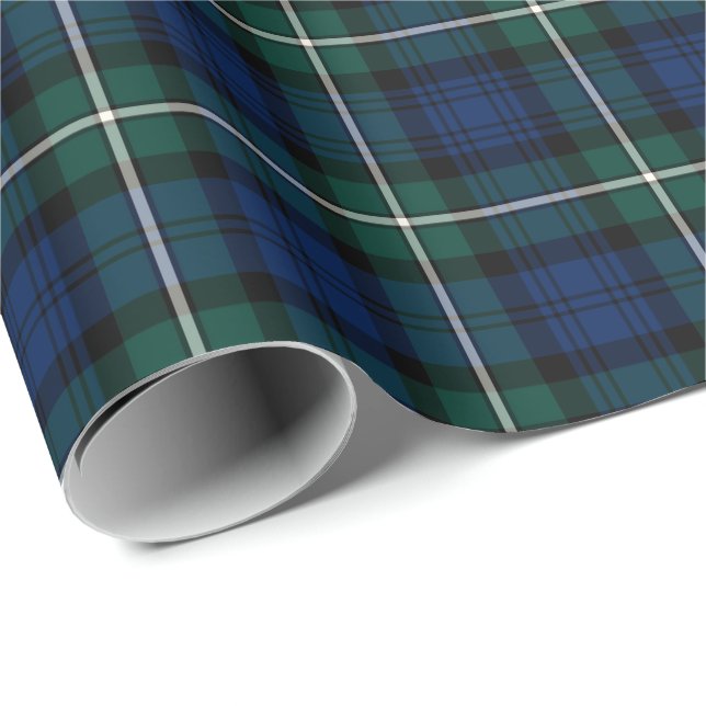 Papier Cadeau Forbes Clan Tartan vert et bleu écossais Plaid (Coin rond)