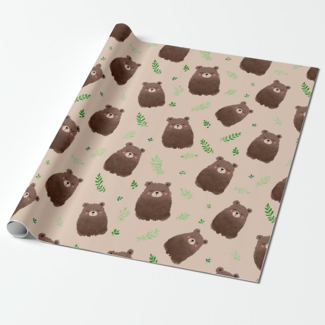 Papier Cadeau Forest Bear Spring (Déroulé)