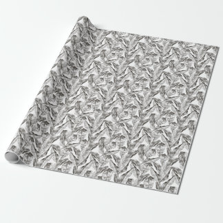 Papier Cadeau Forêt blanche noire : Motif Plante tropical