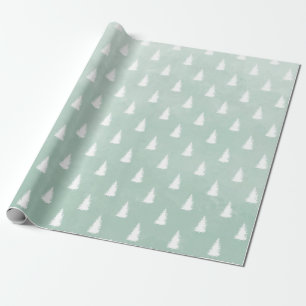 Papier Cadeau Forêt de bois blanc Épinette Arbres Sage Green
