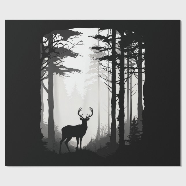 Papier Cadeau Forêt de cerfs faune (Plat)