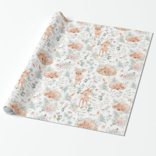 Papier Cadeau Forêt de forêt de bois de cerf neutre
