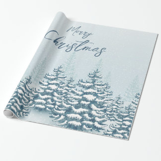 Papier Cadeau Forêt de sapin enneigé de Noël
