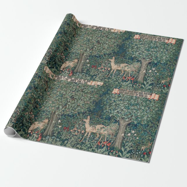 Papier Cadeau Forêt de verdure d'animaux botaniques de William M (Déroulé)