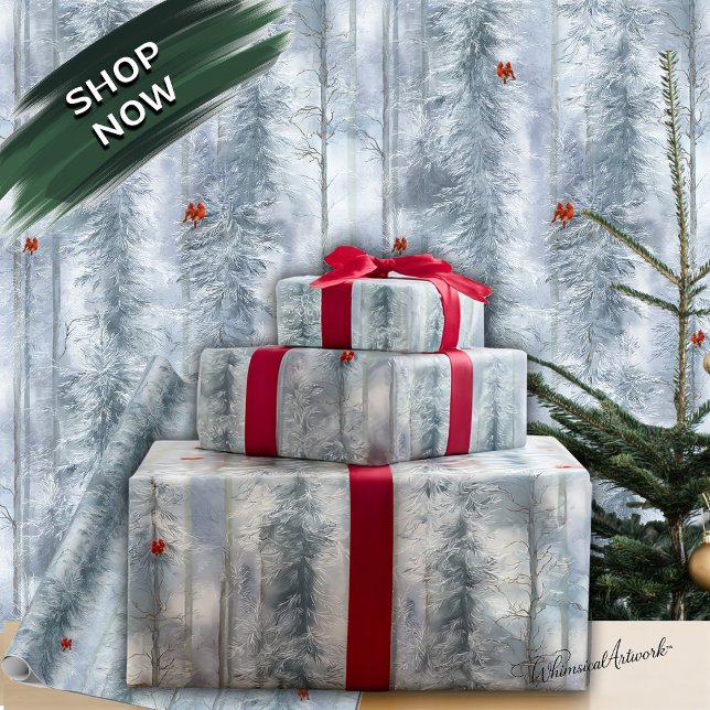 Papier Cadeau Forêt d'hiver magique de neige (Créateur téléchargé)
