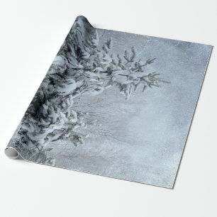 Papier Cadeau Forêt d'hiver Vintage Forêt de neige Arbres couv