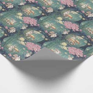 Papier Cadeau Forêt enchantée, Cerisier lapin fleuri