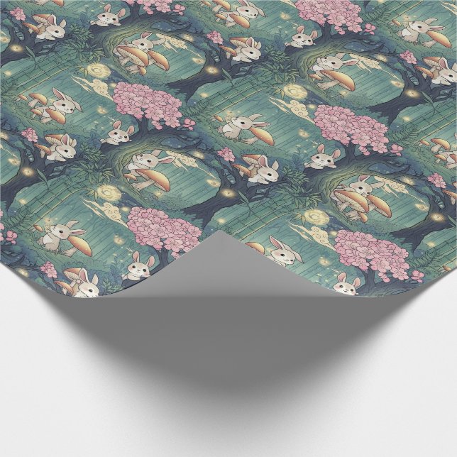 Papier Cadeau Forêt enchantée, Cerisier lapin fleuri (Coin)
