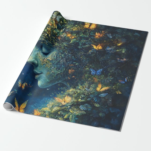 Papier Cadeau Forêt enchantée de la déesse papillon (1) (Déroulé)