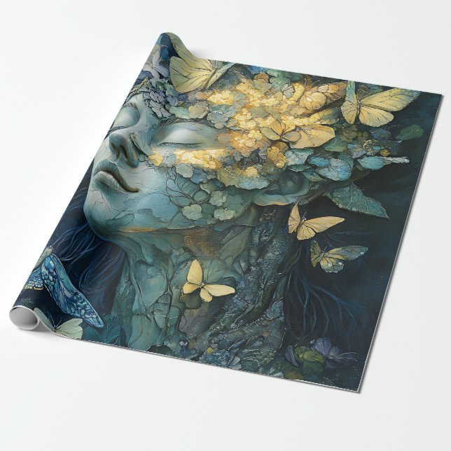 Papier Cadeau Forêt enchantée de la déesse papillon (4) (Déroulé)