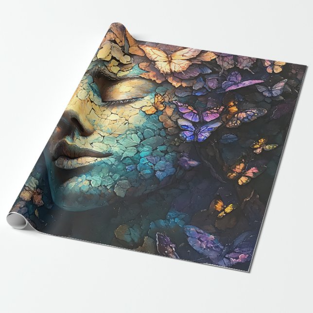 Papier Cadeau Forêt enchantée de la déesse papillon (7) (Déroulé)