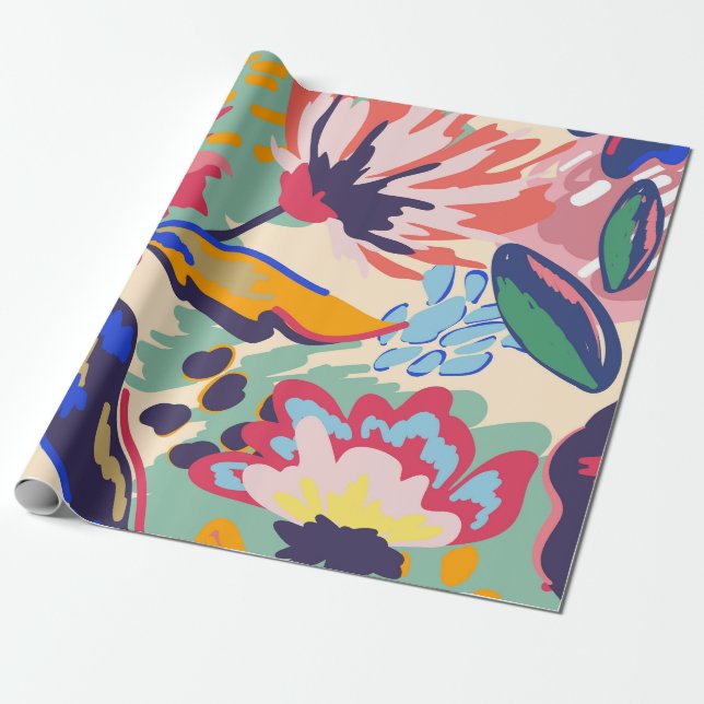 Papier Cadeau Forêt et rose (Déroulé)