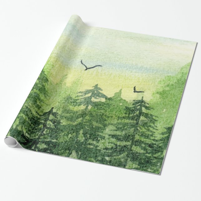 Papier Cadeau Forêt hivernale, oiseaux des bois (Déroulé)
