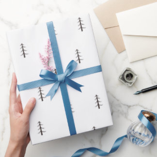 Papier Cadeau Forêt minimaliste sur fond blanc