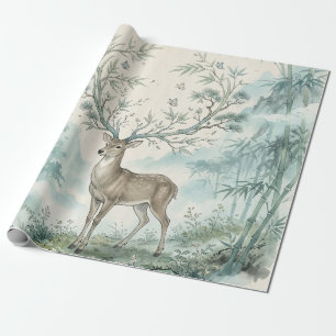Papier Cadeau Forêt mystique de cerfs - Art à l'aquarelle