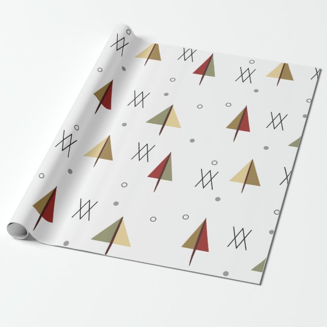Papier Cadeau Forêt neigeuse du milieu du siècle (Déroulé)