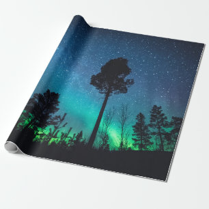 Papier Cadeau Forêt Northern Lights