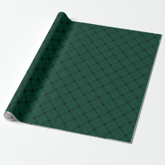 Papier Cadeau Forêt profonde Vert et noir Diagonal Plaid