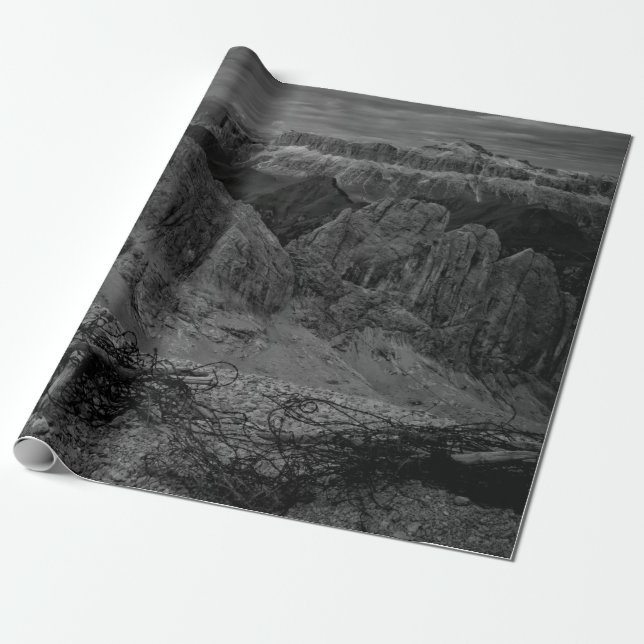 PAPIER CADEAU FORMATION ROCK EN PHOTO GRAYSCALE (Déroulé)