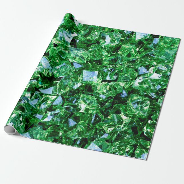 Papier Cadeau Forme de couleur de conception verte de diamants (Déroulé)