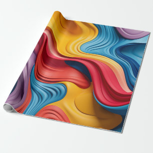 Papier Cadeau Formes 3D torsadées en couleurs arc-en-ciel