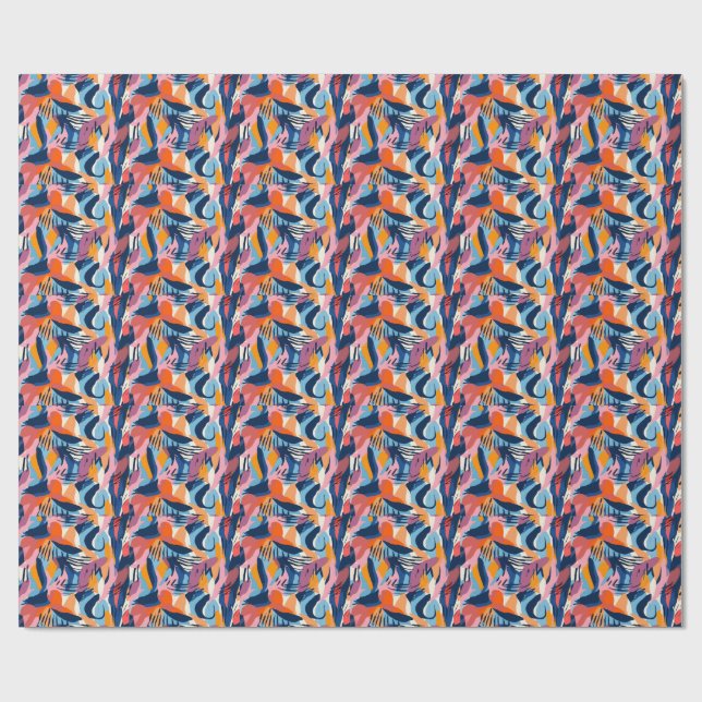 Papier Cadeau Formes Abstraites Modernes Vibrantes Motif (Plat)