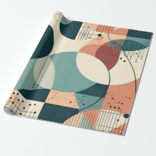 Papier Cadeau Formes Abstraites Superposées Corail Marine Maxima