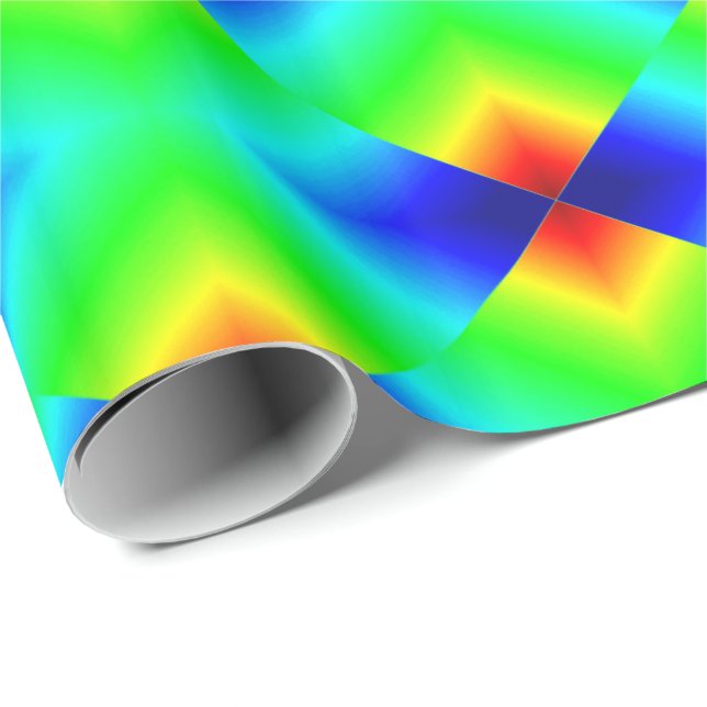 Papier Cadeau Formes au néon sur le vert (Coin rond)