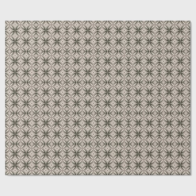 Papier Cadeau Formes circulaires rétro beige et marron (Plat)