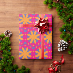 Papier Cadeau formes de cercle floral coloré