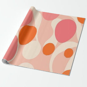 Papier Cadeau Formes de cercles orange et rose – Amusant et mode