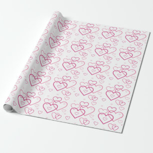 Papier Cadeau Formes de cœurs roses élégants pour la Saint-Valen