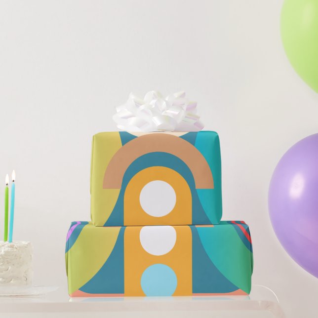 Papier Cadeau Formes géométriques Abstraites minimalistes pâles (Cadeaux de fête)