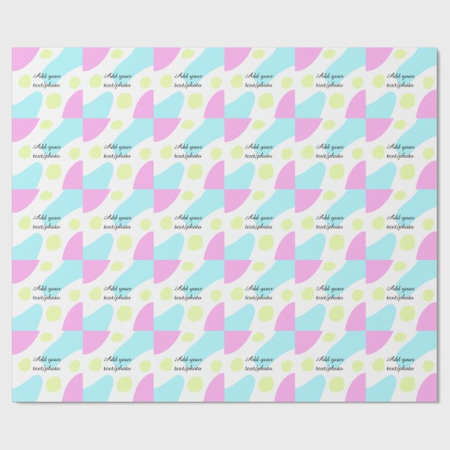 Papier Cadeau Formes géométriques abstraites pastel ajouter nom  (Plat)