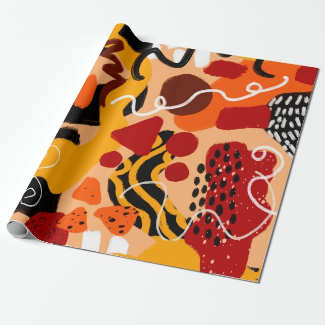 Papier Cadeau Formes géométriques de dessin à la main Abstraites (Déroulé)