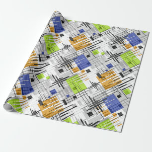 Papier Cadeau formes géométriques modernes Abstraites rayées