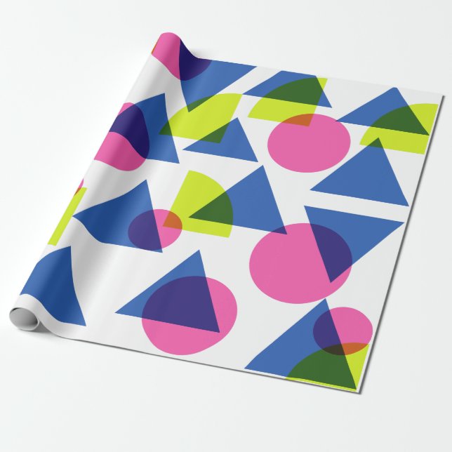 Papier Cadeau Formes géométriques néons des années 90 colorées (Déroulé)