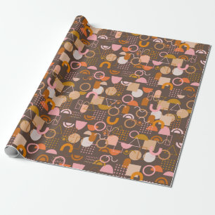 Papier Cadeau Formes géométriques rétro en rose Brown et orange